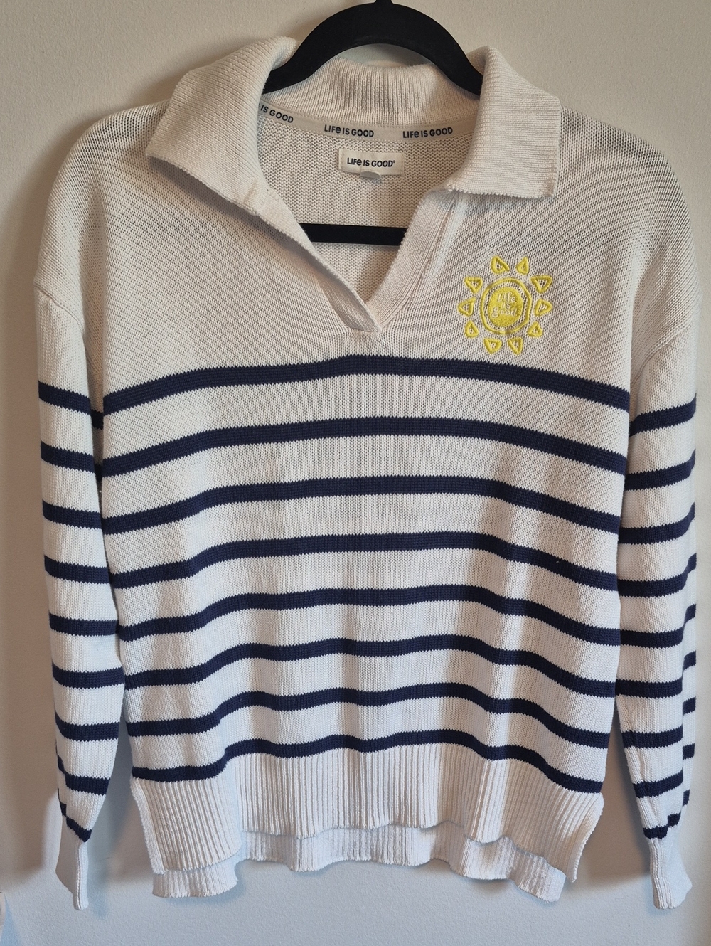 Life is Good Like New Striped Polo Knit Sweater - Small
